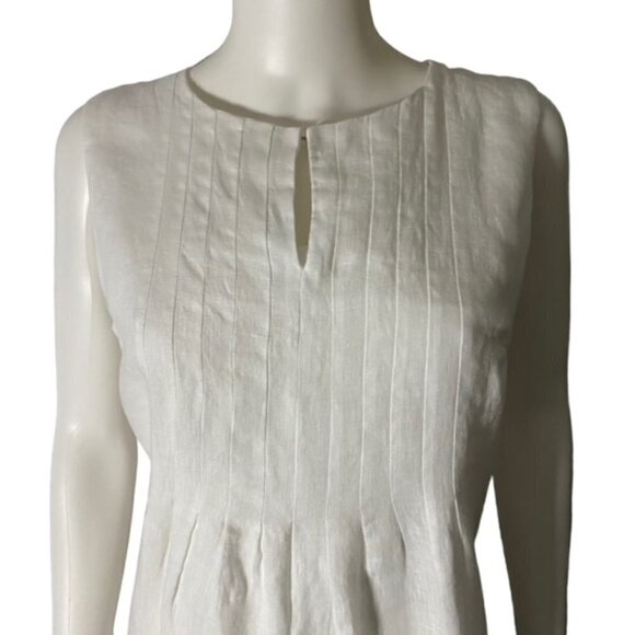 Chochene Italia White & Tan Sleeveless Linen Dress 2 - Picture 5 of 5